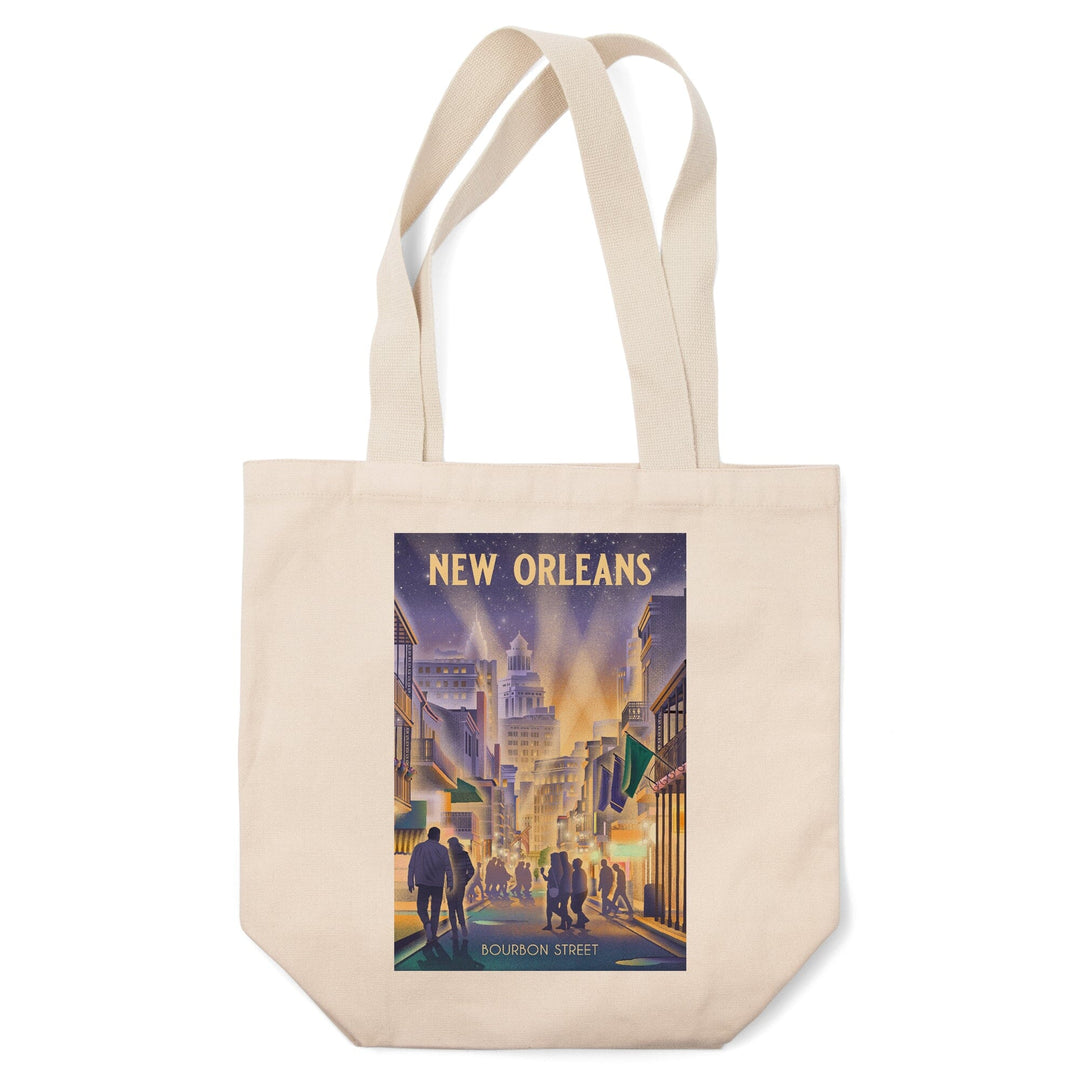 New Orleans, Louisiana, Lithograph, City Series, Bourbon Street, Tote Bag Totes Lantern Press 