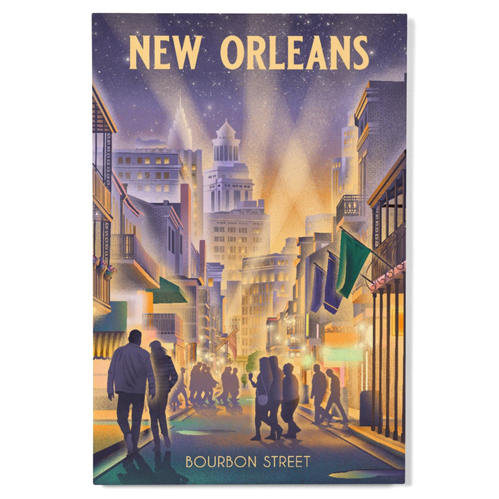 New Orleans, Louisiana, Lithograph, City Series, Bourbon Street Wood Lantern Press 