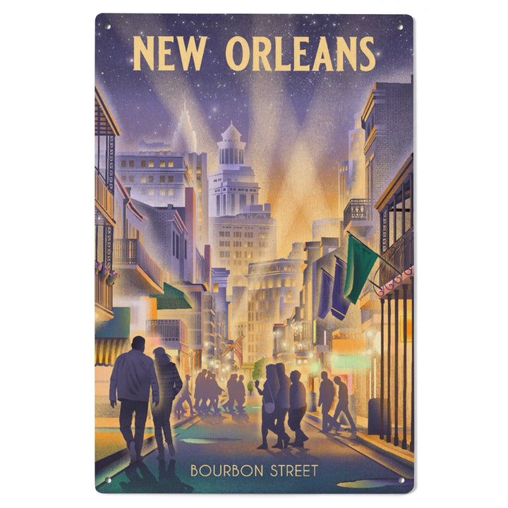 New Orleans, Louisiana, Lithograph, City Series, Bourbon Street Wood Lantern Press 