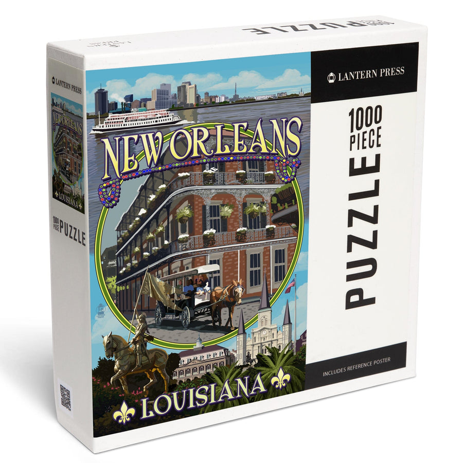 New Orleans, Louisiana, Montage, Jigsaw Puzzle Puzzle Lantern Press 