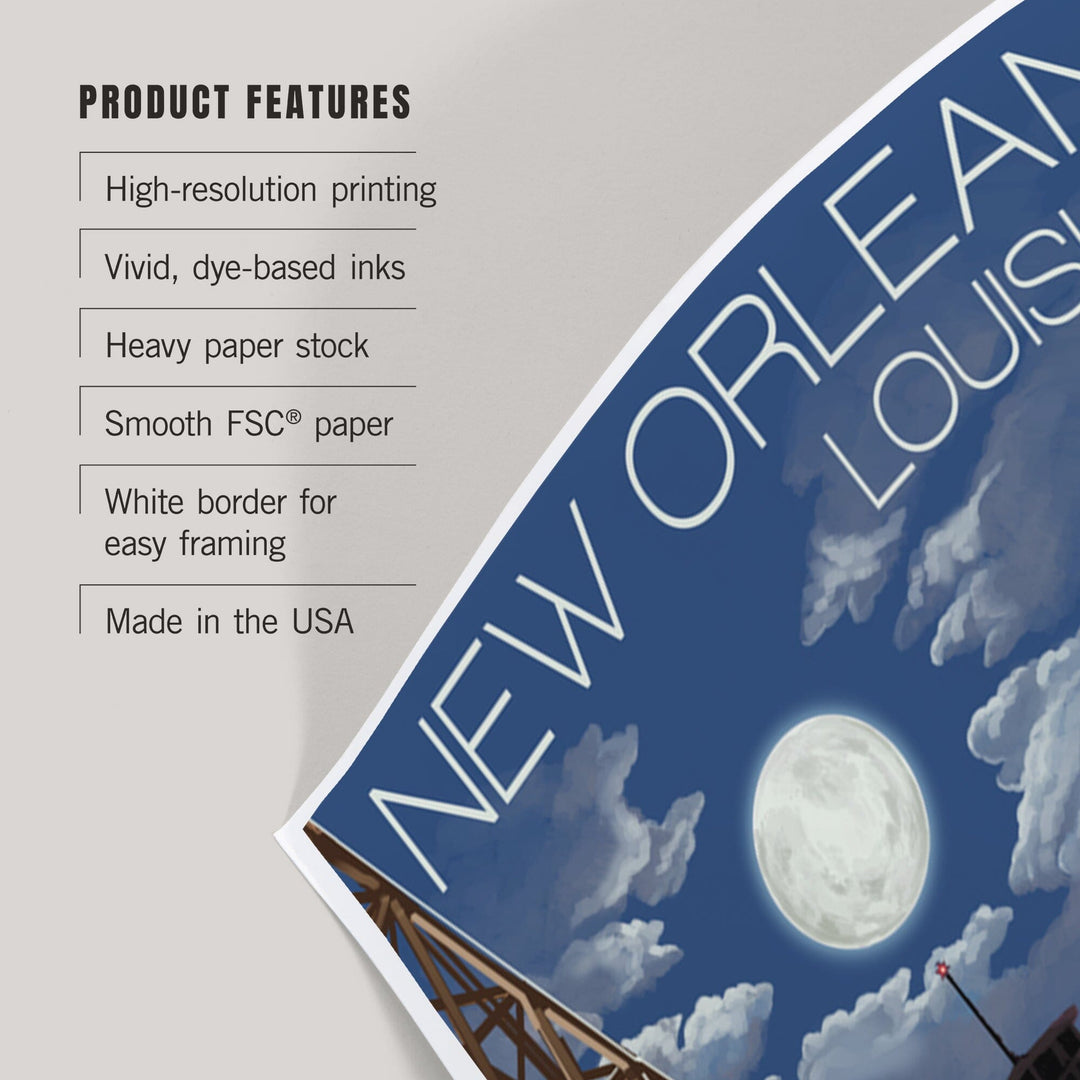 New Orleans, Louisiana, Skyline at Night, Art & Giclee Prints Art Lantern Press 
