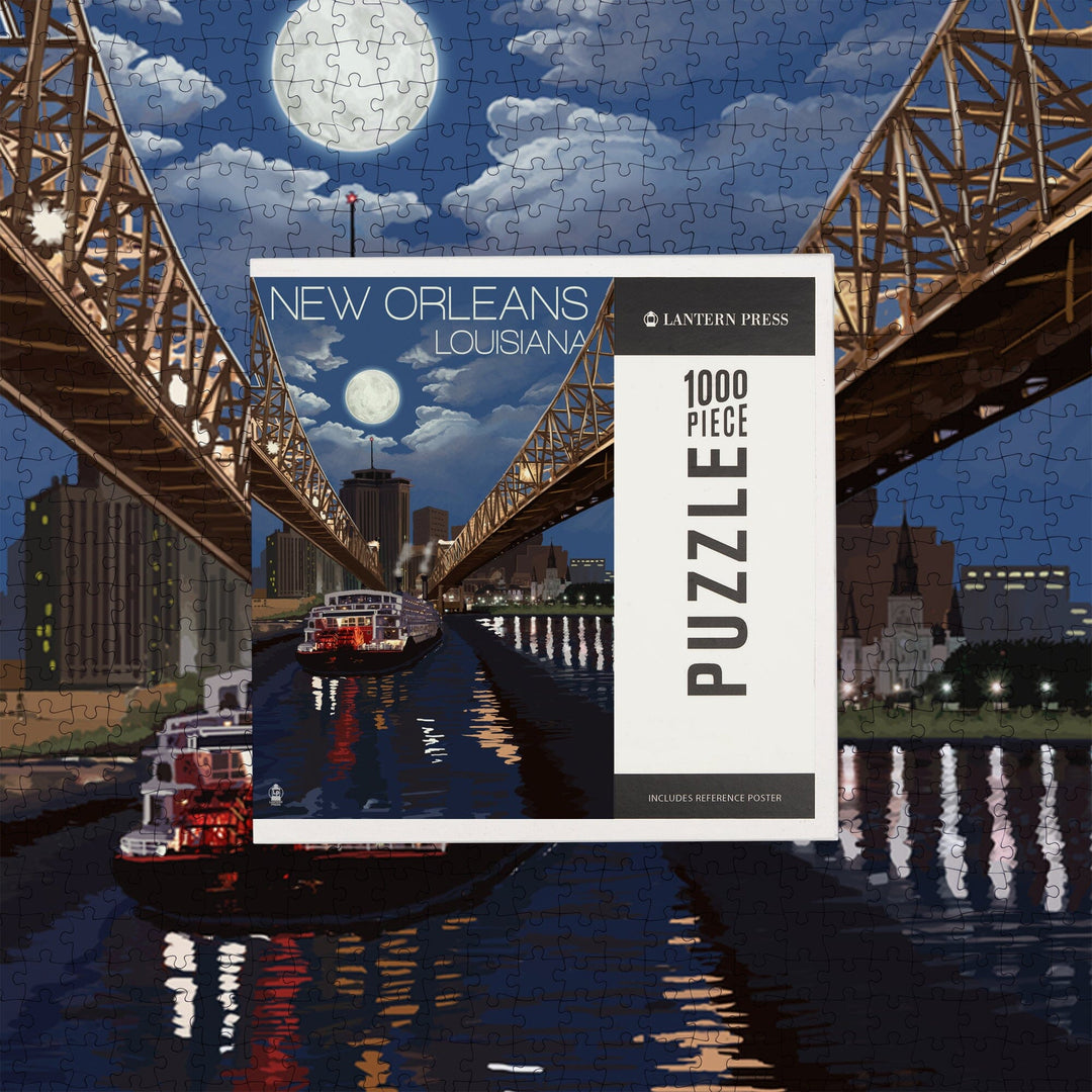 New Orleans, Louisiana, Skyline at Night, Jigsaw Puzzle Puzzle Lantern Press 