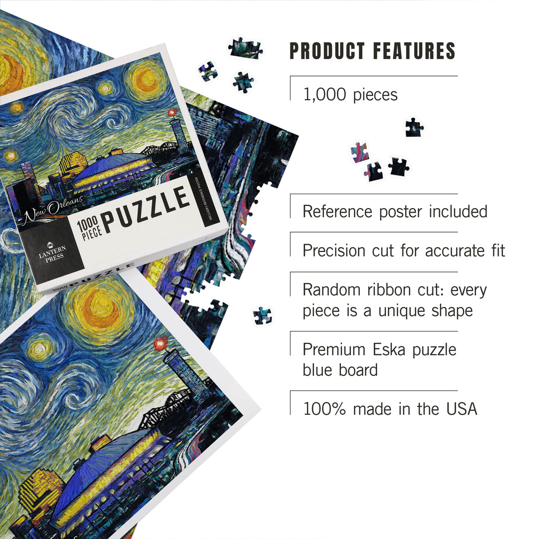 New Orleans, Louisiana, Starry Night City Series, Jigsaw Puzzle Puzzle Lantern Press 