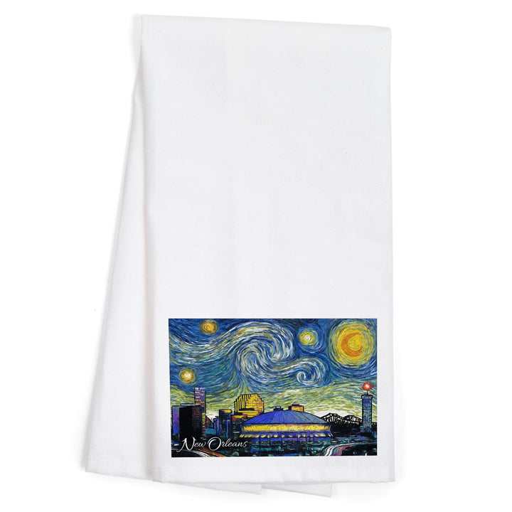 New Orleans, Louisiana, Starry Night City Series, Organic Cotton Kitchen Tea Towels Kitchen Lantern Press 