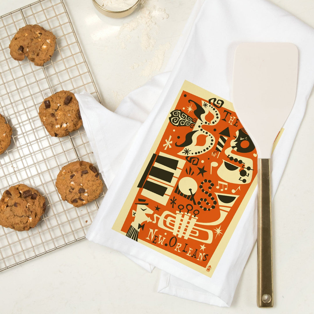 New Orleans, Louisiana, The Big Easy, Organic Cotton Kitchen Tea Towels Kitchen Lantern Press 