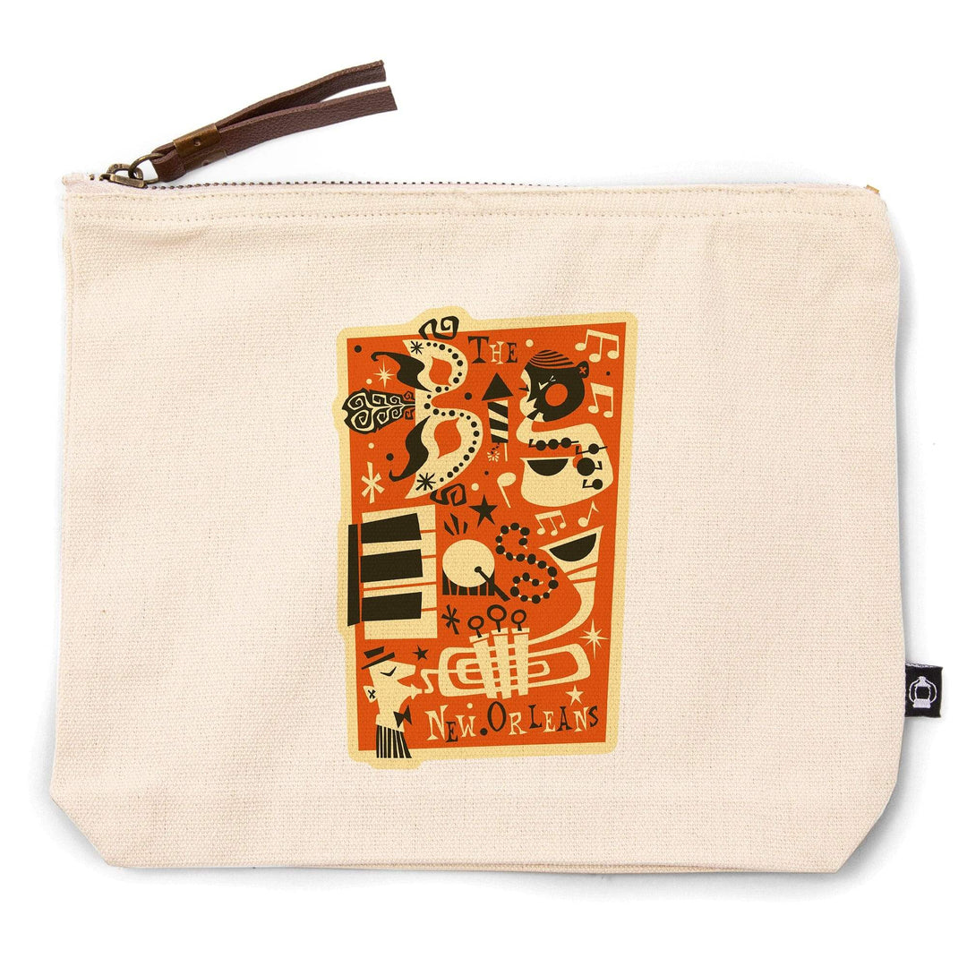 New Orleans, Louisiana, The Big Easy,, Organic Cotton Zipper Pouch, Go Bag Go Bag Lantern Press 