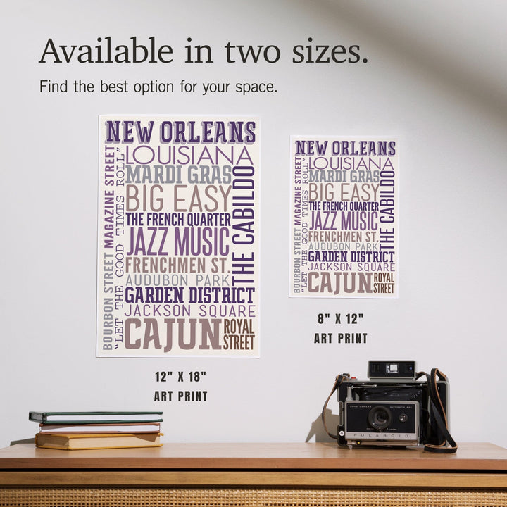 New Orleans, Louisiana, Typography, Art & Giclee Prints Art Lantern Press 