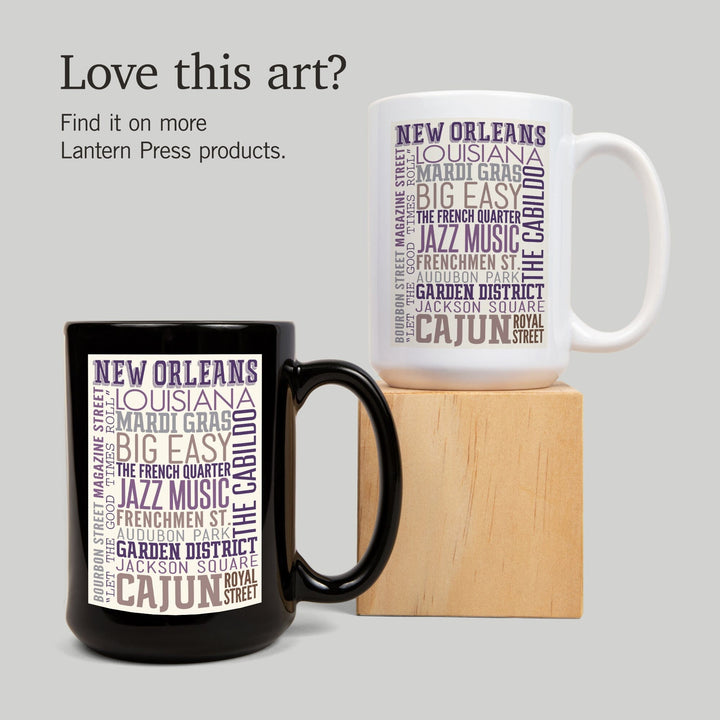 New Orleans, Louisiana, Typography, Lantern Press Artwork, Ceramic Mug Mugs Lantern Press 