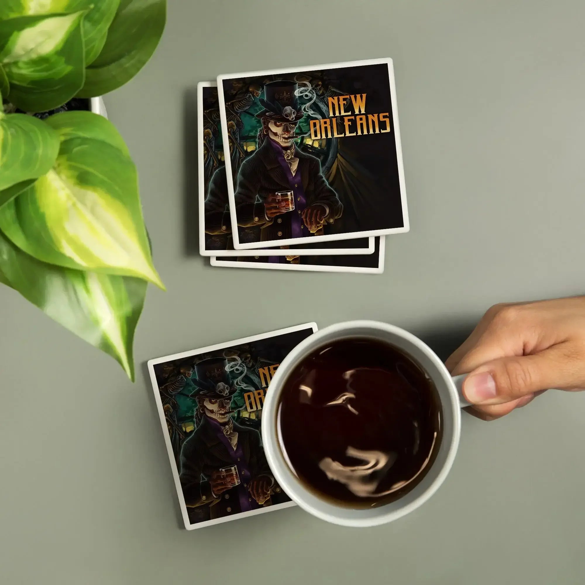 New Orleans, Louisiana, Voodoo ceramic coaster set – Lantern Press