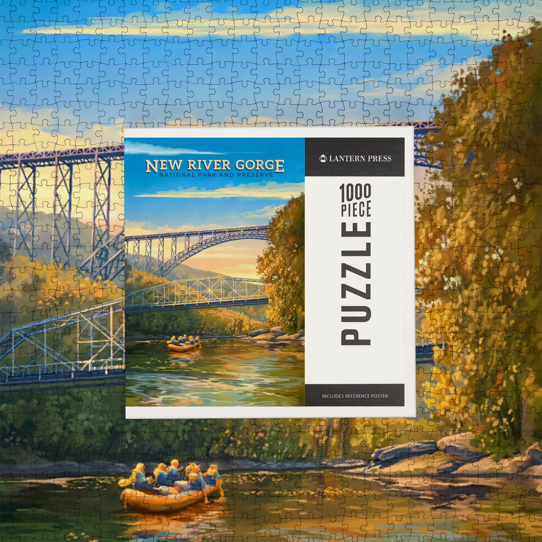 New River Gorge National Park and Preserve, Oil Painting, Jigsaw Puzzle Puzzle Lantern Press 