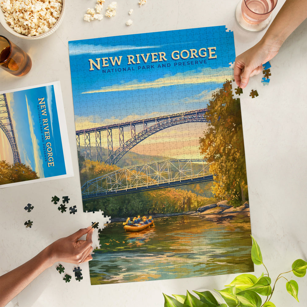 New River Gorge National Park and Preserve, Oil Painting, Jigsaw Puzzle Puzzle Lantern Press 
