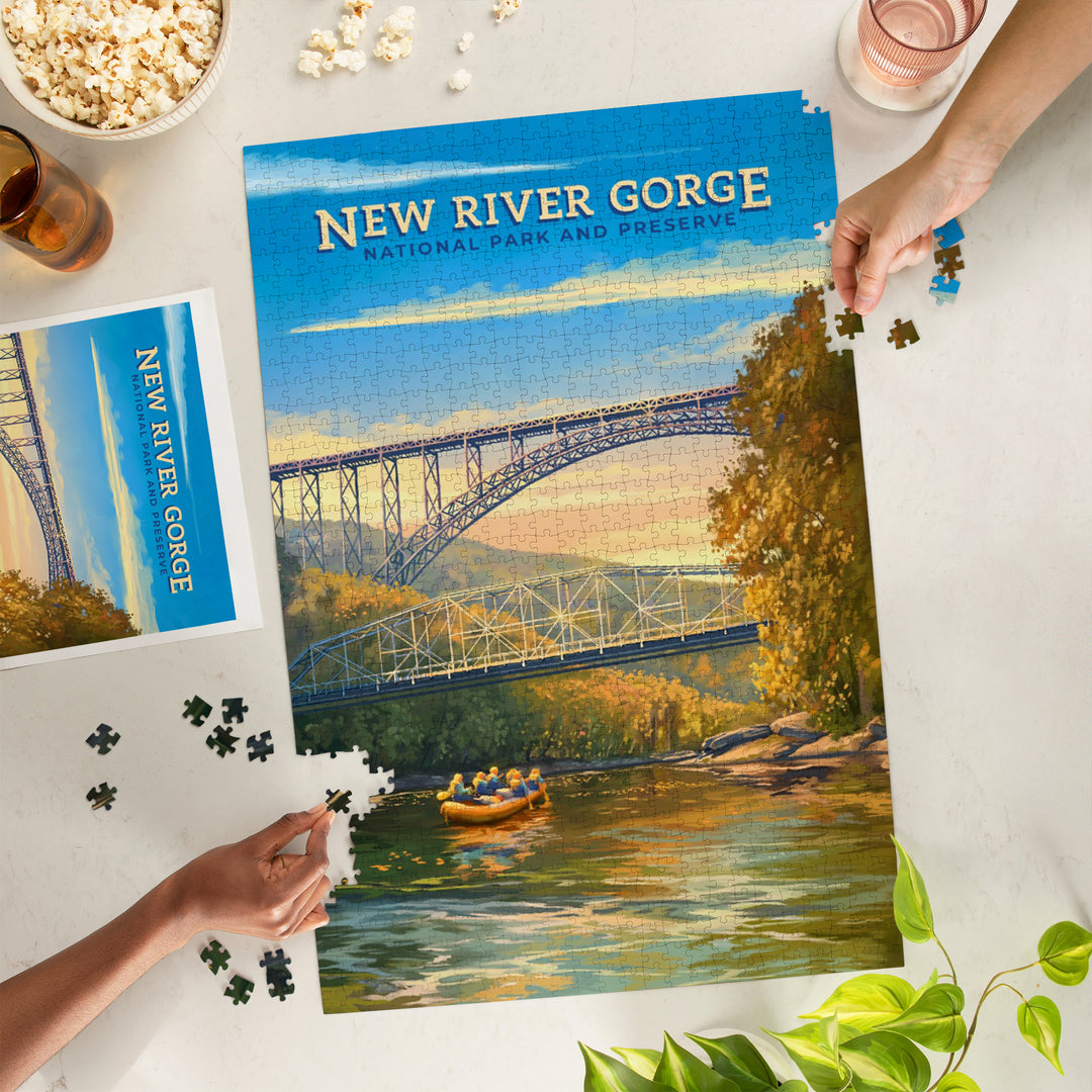 New River Gorge National Park and Preserve, Oil Painting, Jigsaw Puzzle Puzzle Lantern Press 