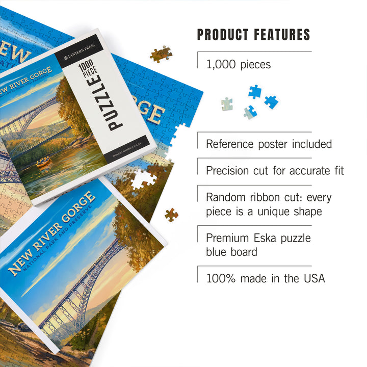 New River Gorge National Park and Preserve, Oil Painting, Jigsaw Puzzle Puzzle Lantern Press 