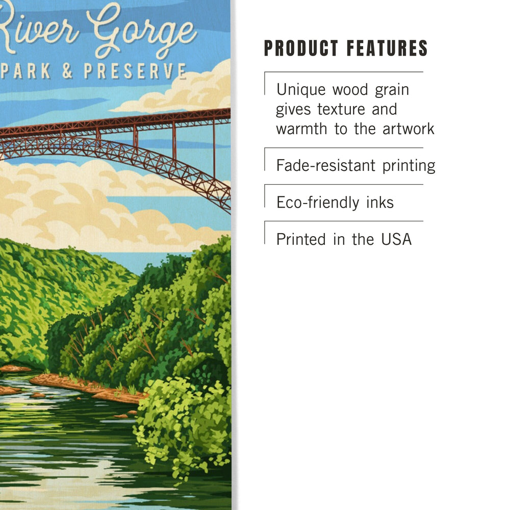 New River Gorge National Park, West Virginia, Painterly, Lantern Press Artwork, Wood Signs and Postcards Wood Lantern Press 