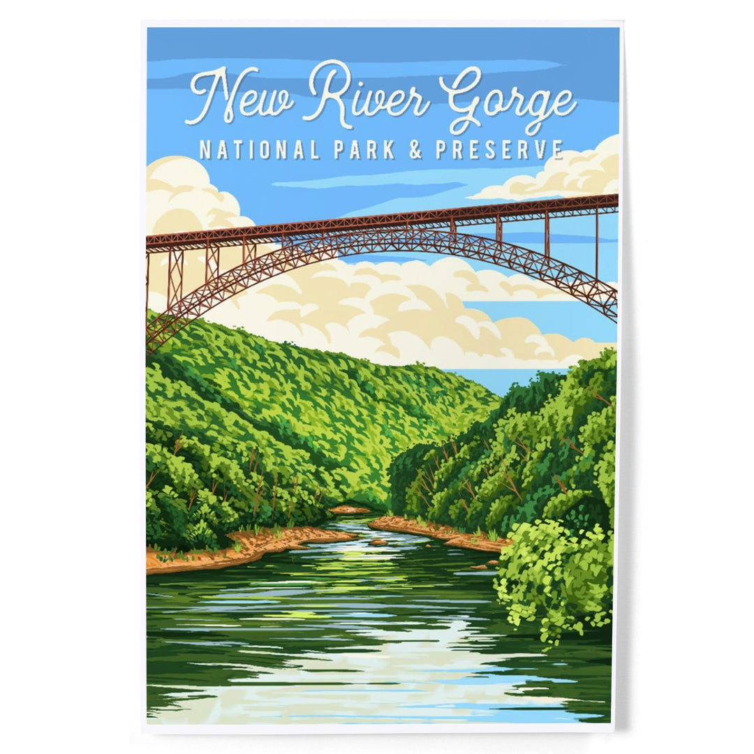 New River Gorge National Park, West Virginia, Painterly National Park Series, Art & Giclee Prints Art Lantern Press 