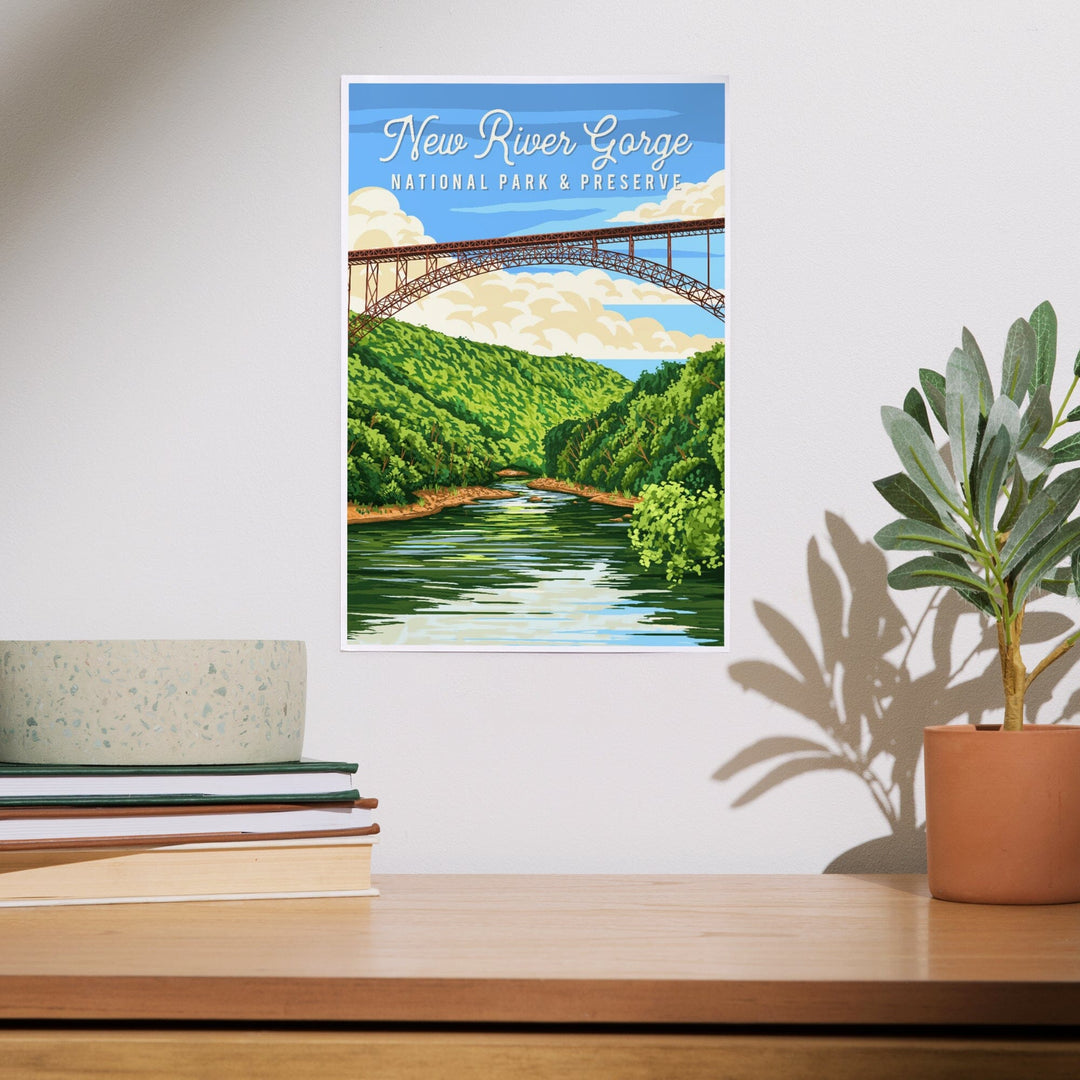 New River Gorge National Park, West Virginia, Painterly National Park Series, Art & Giclee Prints Art Lantern Press 