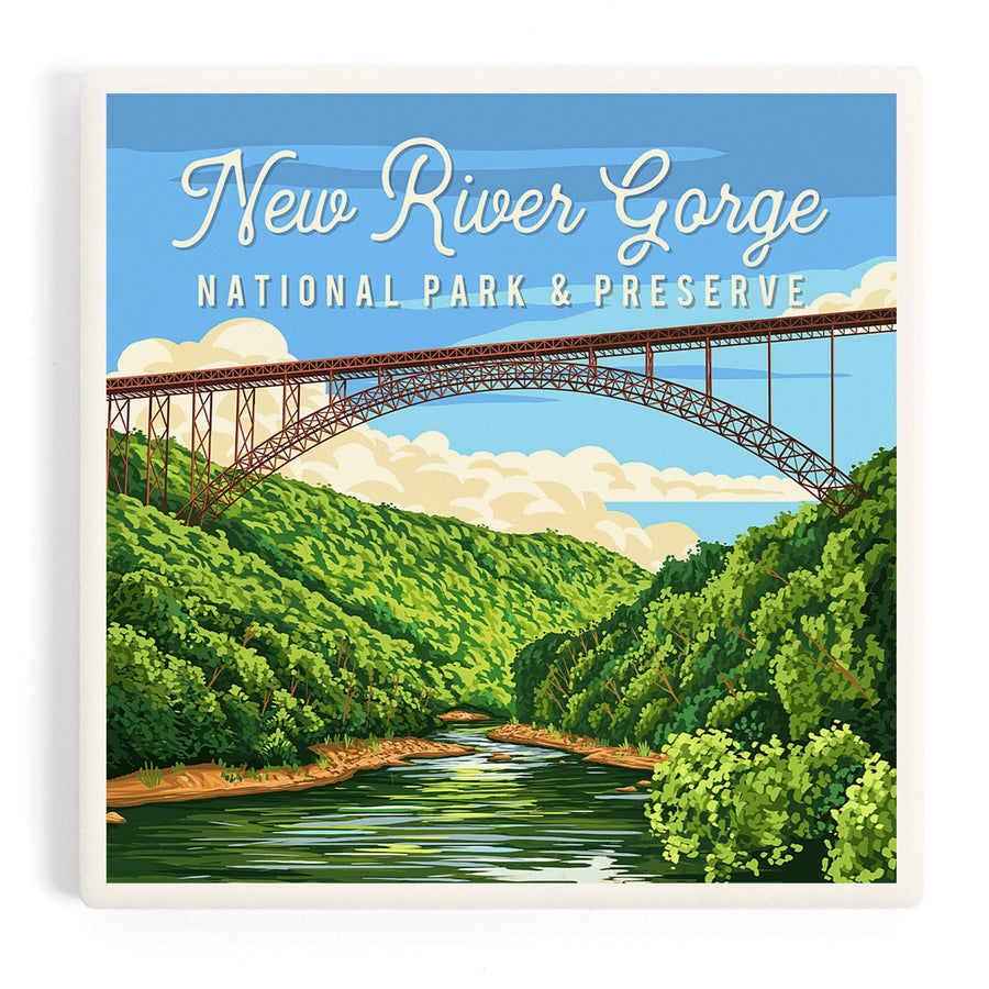 New River Gorge National Park, West Virginia, Painterly National Park Series, Coasters Coasters Lantern Press 