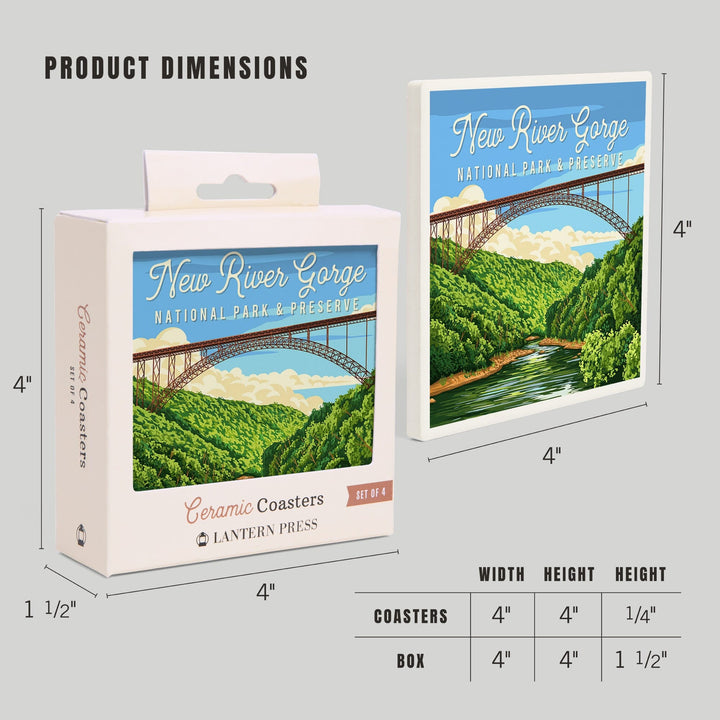 New River Gorge National Park, West Virginia, Painterly National Park Series, Coasters Coasters Lantern Press 