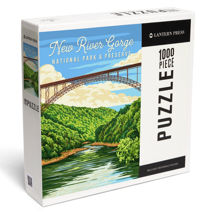 New River Gorge National Park, West Virginia, Painterly National Park Series, Jigsaw Puzzle Puzzle Lantern Press 