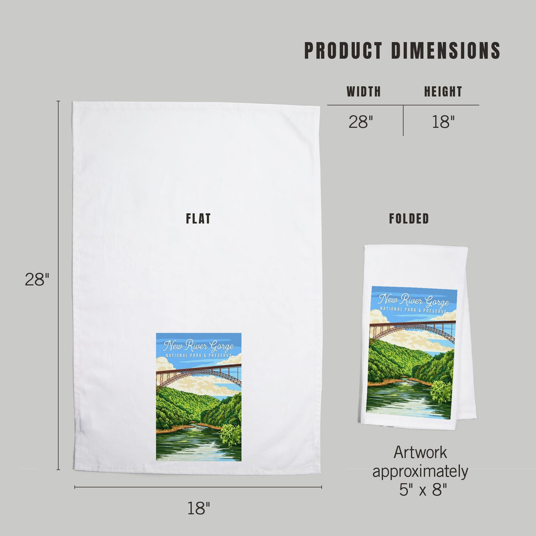 New River Gorge National Park, West Virginia, Painterly National Park Series, Organic Cotton Kitchen Tea Towels Kitchen Lantern Press 