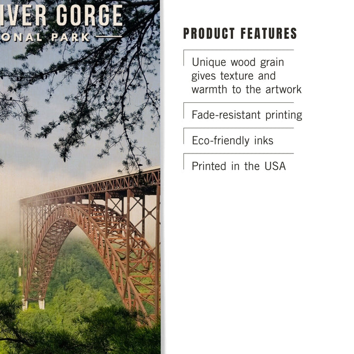 New River Gorge National Park, West Virginia, Photography, Wood Signs and Postcards Wood Lantern Press 