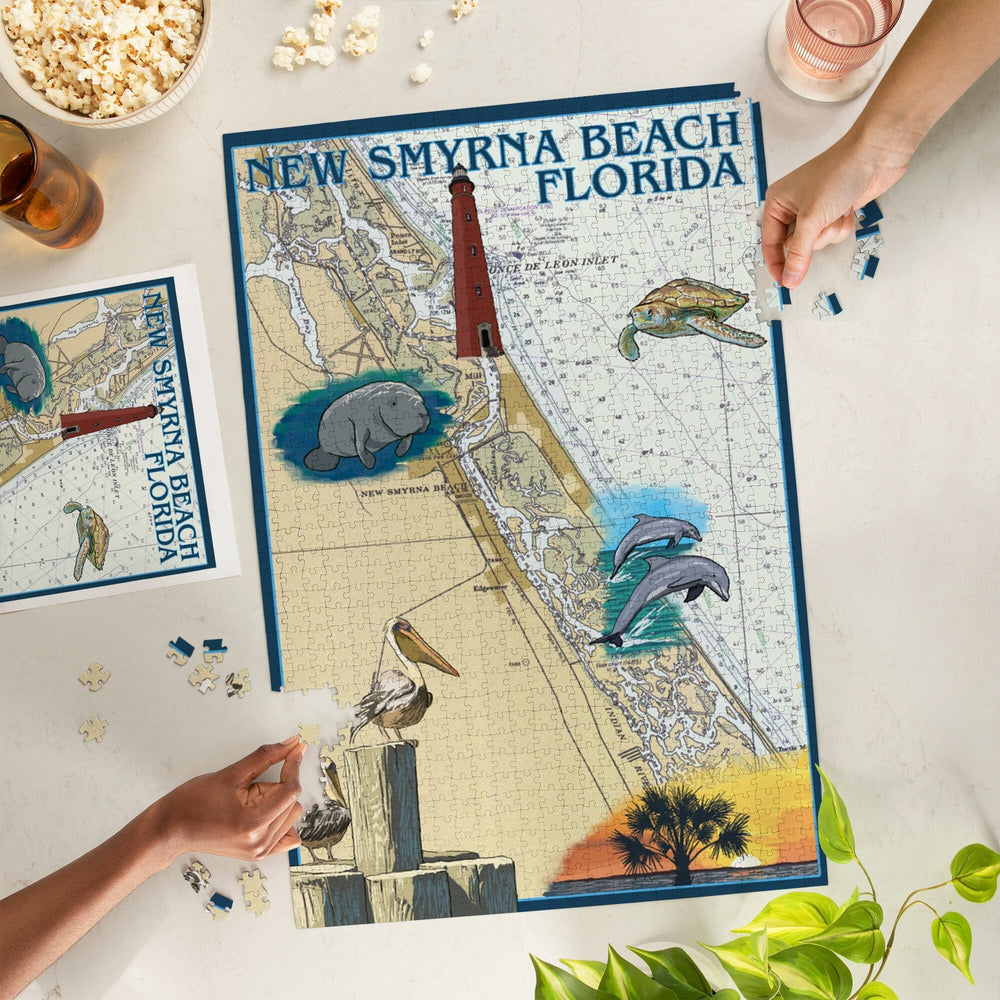New Smyrna Beach, Florida, Nautical Chart, Jigsaw Puzzle Puzzle Lantern Press 