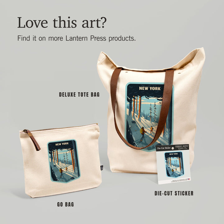 New York, Better on Foot, Snowshoeing,, Organic Cotton Zipper Pouch, Go Bag Go Bag Lantern Press 