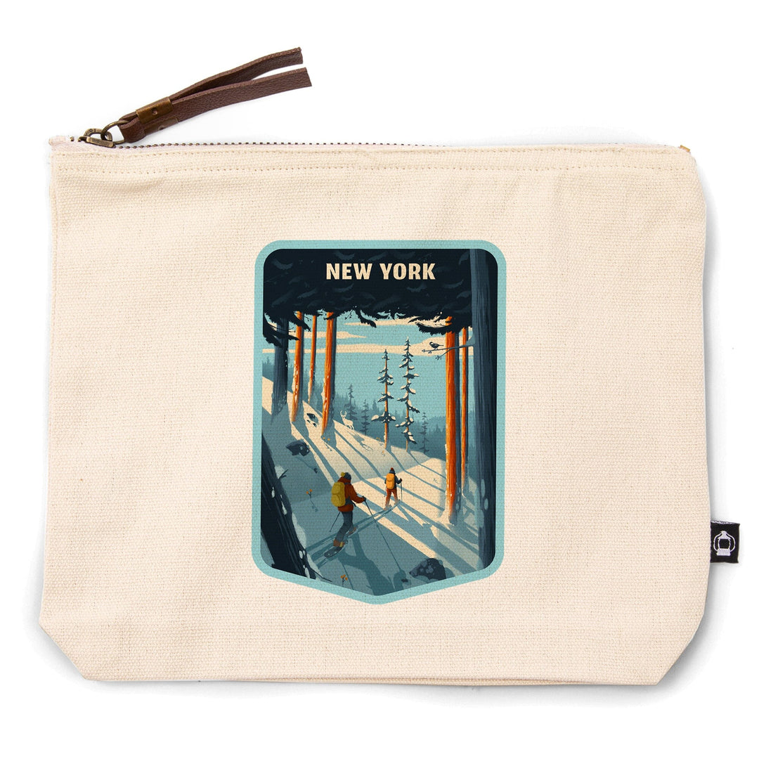 New York, Better on Foot, Snowshoeing,, Organic Cotton Zipper Pouch, Go Bag Go Bag Lantern Press 