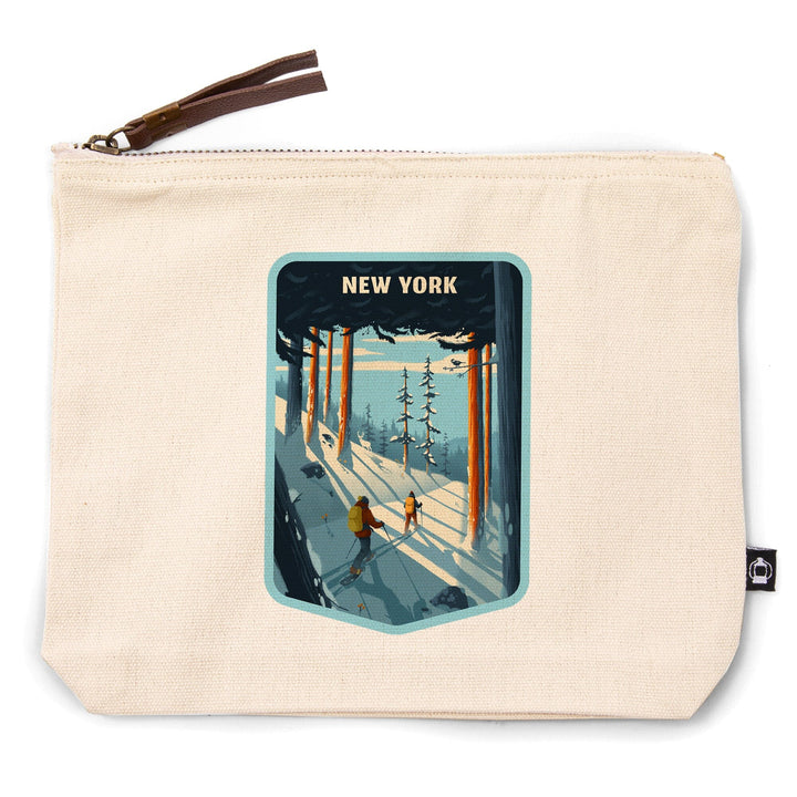 New York, Better on Foot, Snowshoeing,, Organic Cotton Zipper Pouch, Go Bag Go Bag Lantern Press 