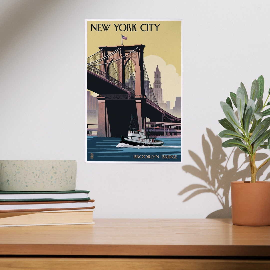 New York, Brooklyn Bridge, Art & Giclee Prints Art Lantern Press 