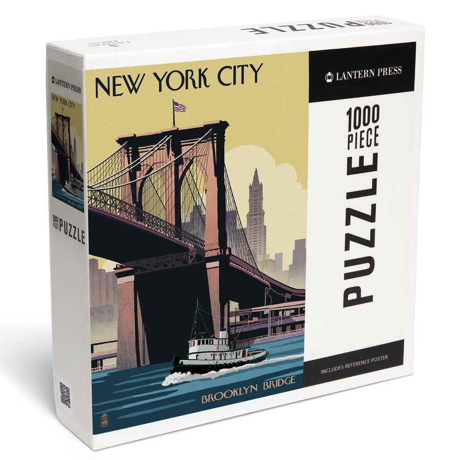 New York, Brooklyn Bridge, Jigsaw Puzzle Puzzle Lantern Press 