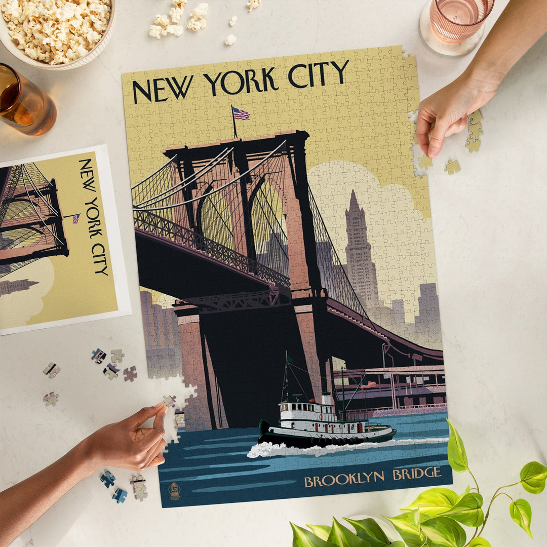 New York, Brooklyn Bridge, Jigsaw Puzzle Puzzle Lantern Press 