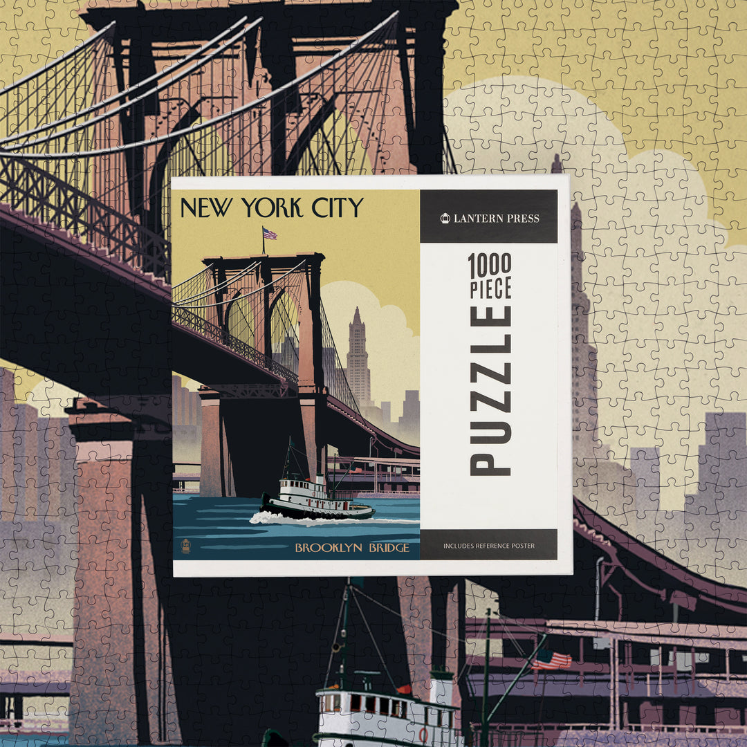 New York, Brooklyn Bridge, Jigsaw Puzzle Puzzle Lantern Press 