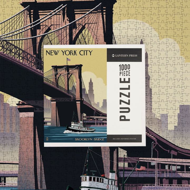 New York, Brooklyn Bridge, Jigsaw Puzzle Puzzle Lantern Press 