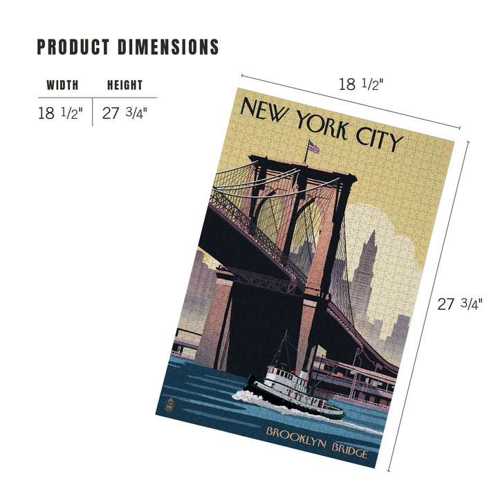 New York, Brooklyn Bridge, Jigsaw Puzzle Puzzle Lantern Press 