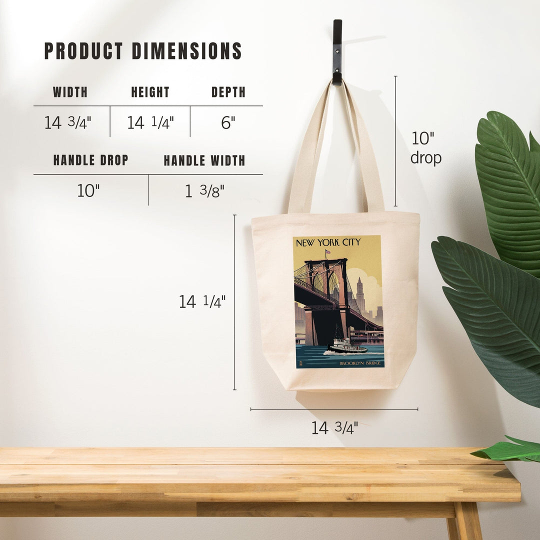 New York, Brooklyn Bridge, Tote Bag Totes Lantern Press 
