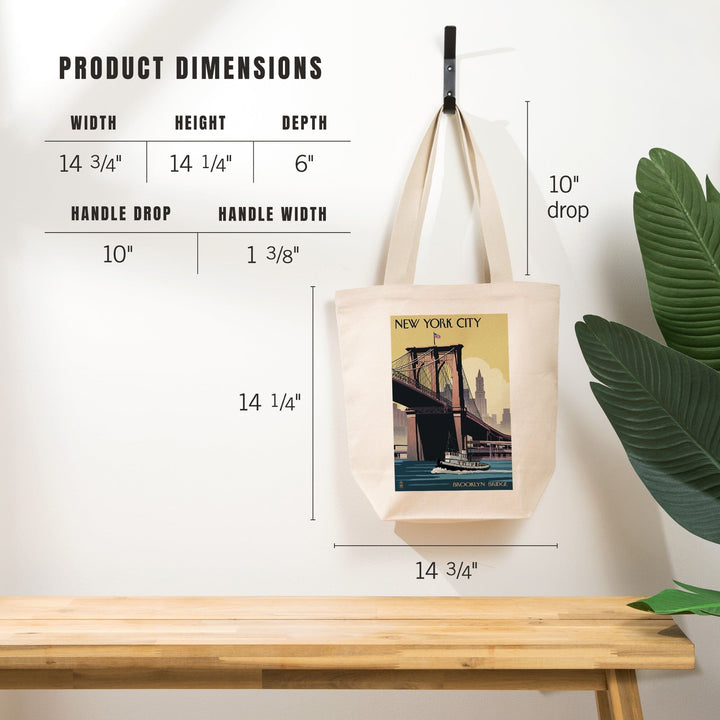 New York, Brooklyn Bridge, Tote Bag Totes Lantern Press 