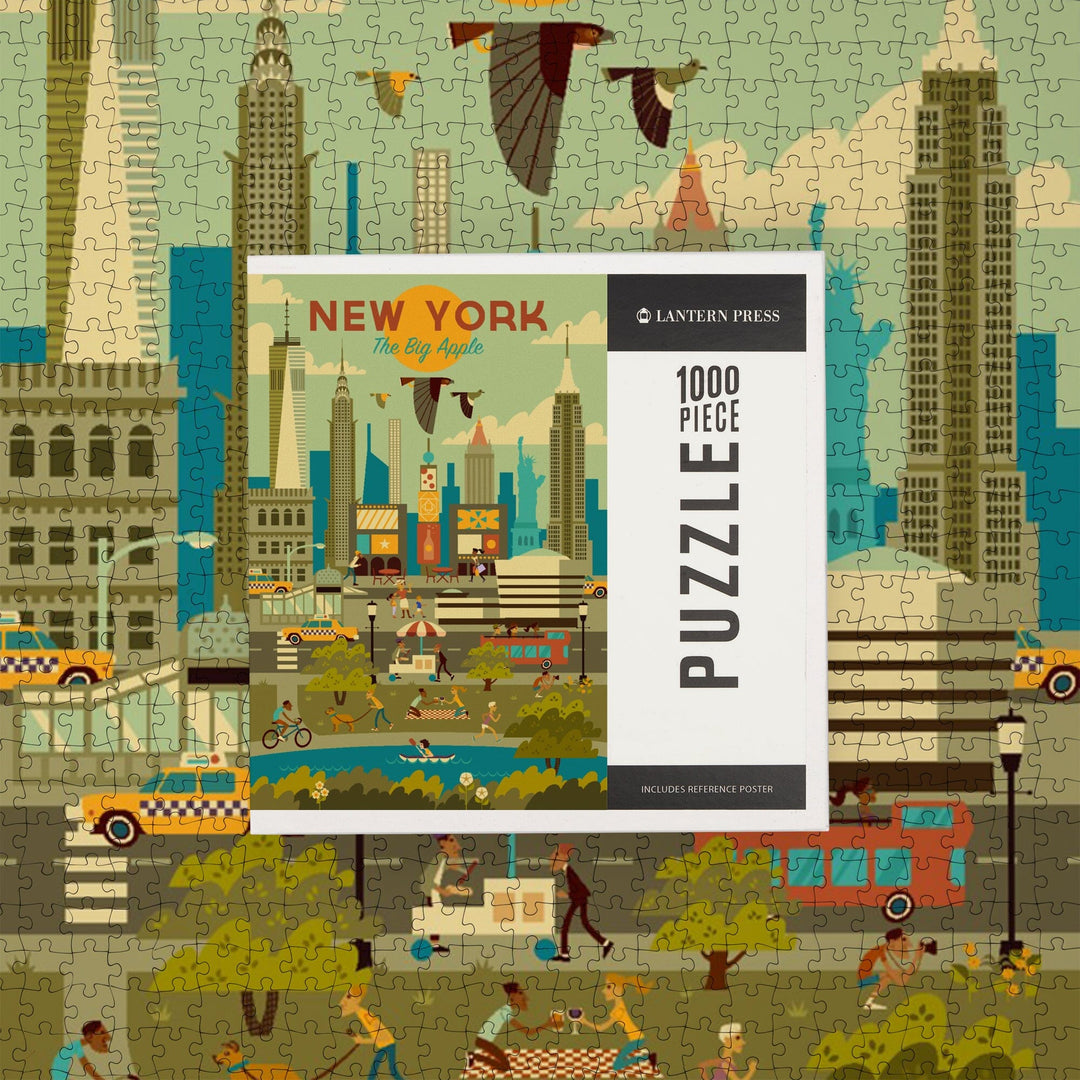 New York City, Geometric City Series, Jigsaw Puzzle Puzzle Lantern Press 