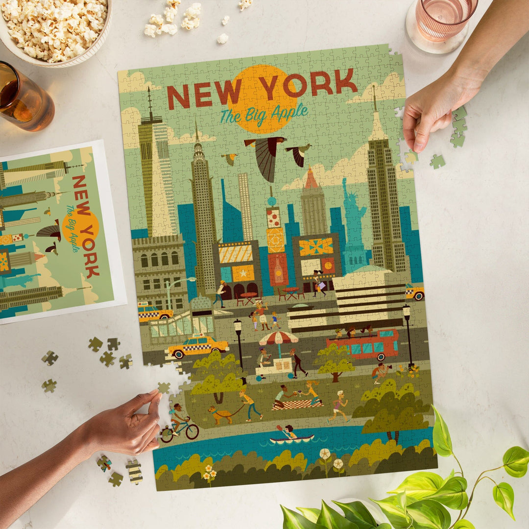 New York City, Geometric City Series, Jigsaw Puzzle Puzzle Lantern Press 
