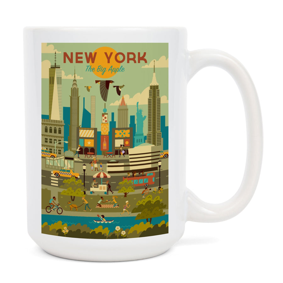 New York City, Geometric City Series, Lantern Press Artwork, Ceramic Mug Mugs Lantern Press 