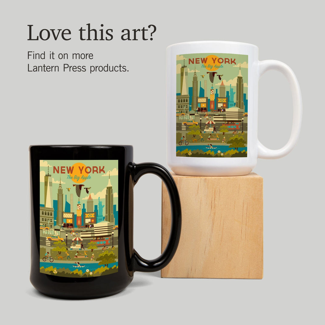 New York City, Geometric City Series, Lantern Press Artwork, Ceramic Mug Mugs Lantern Press 