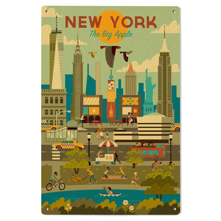 New York City, Geometric City Series, Lantern Press Artwork, Wood Signs and Postcards Wood Lantern Press 