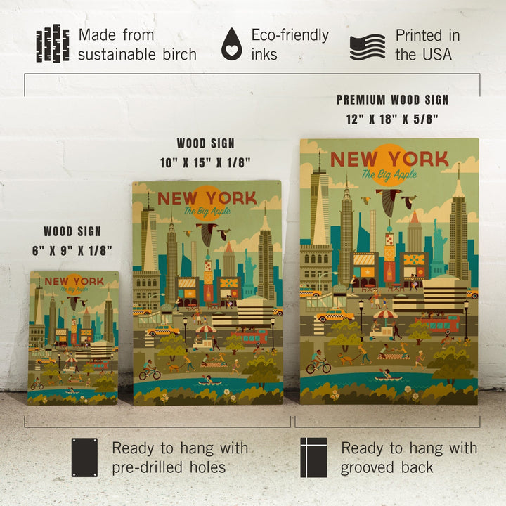 New York City, Geometric City Series, Lantern Press Artwork, Wood Signs and Postcards Wood Lantern Press 