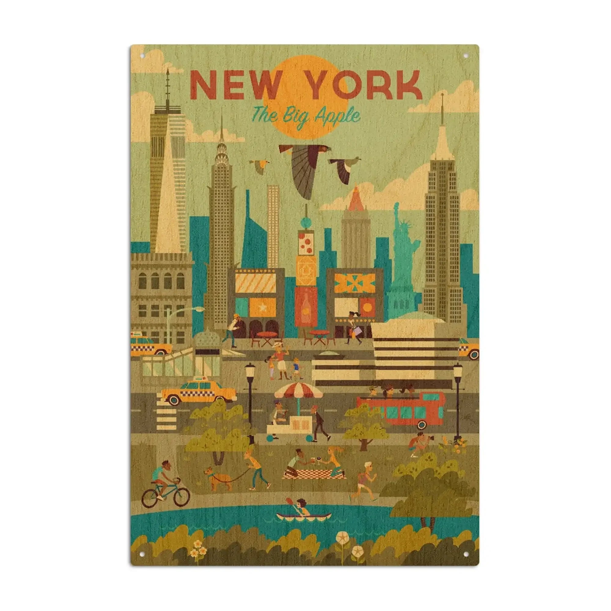 New York City, Geometric City Series, Lantern Press Artwork wood