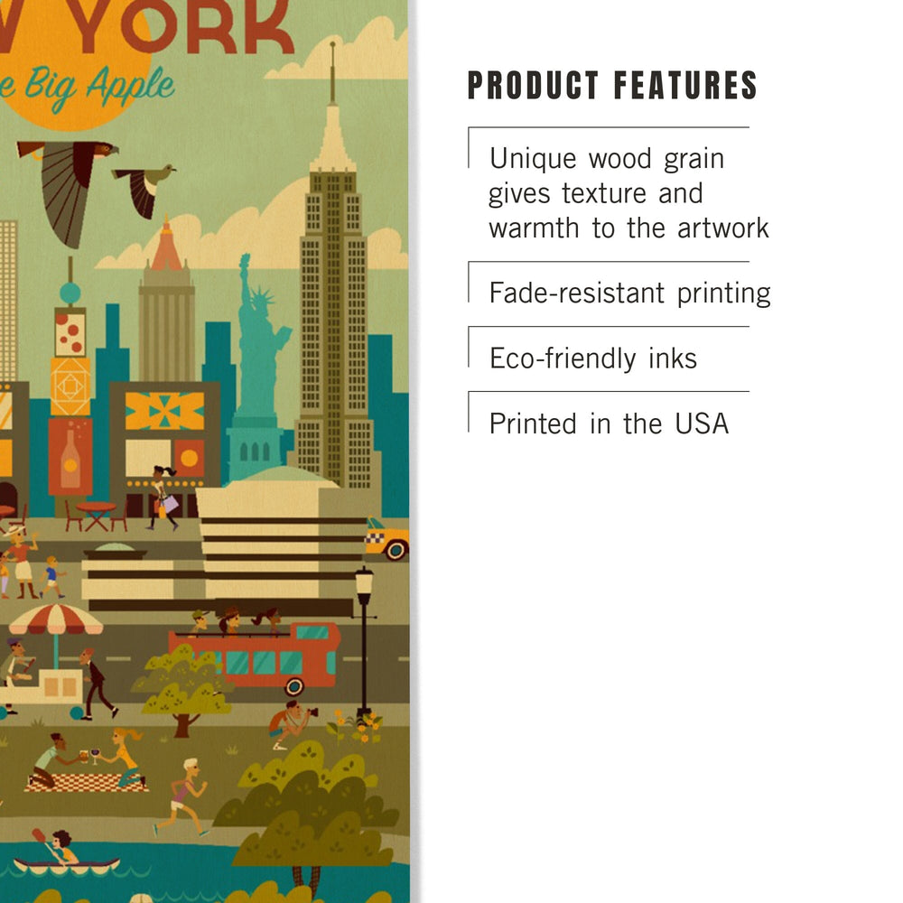 New York City, Geometric City Series, Lantern Press Artwork, Wood Signs and Postcards Wood Lantern Press 