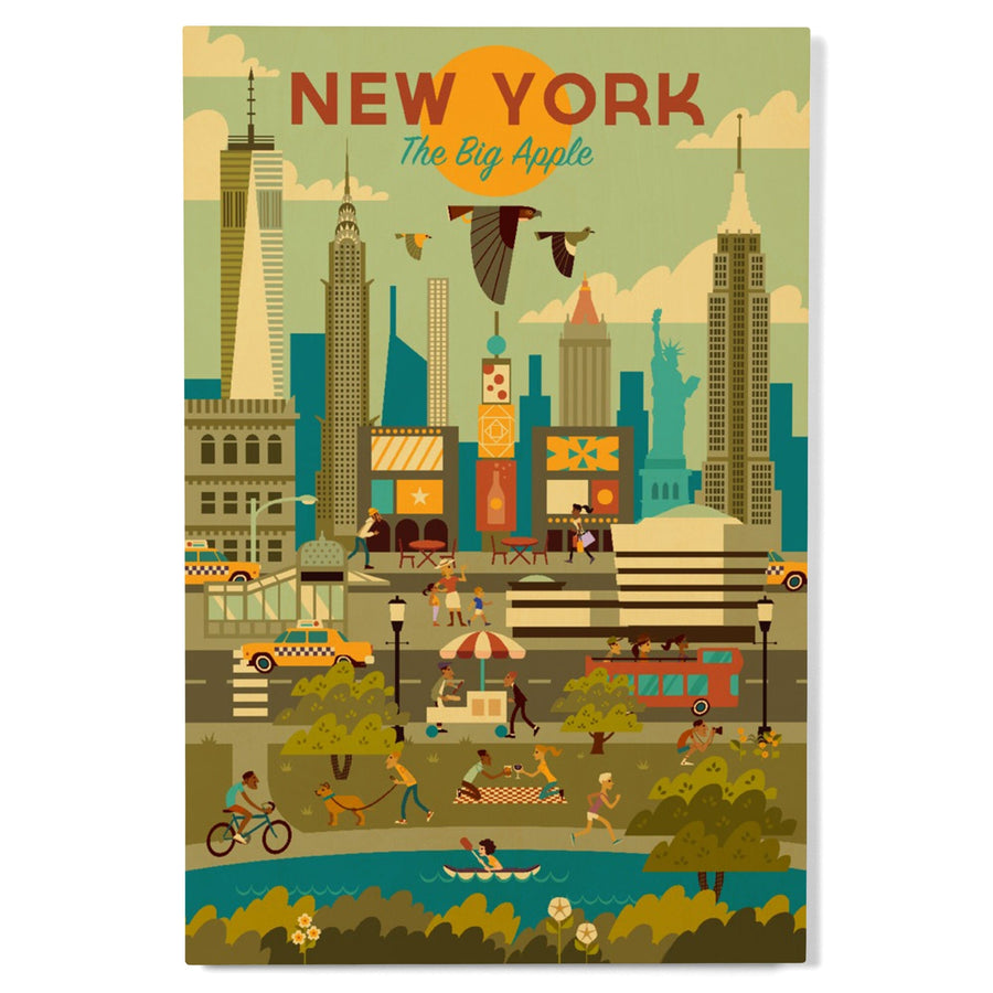 New York City, Geometric City Series, Lantern Press Artwork, Wood Signs and Postcards Wood Lantern Press 
