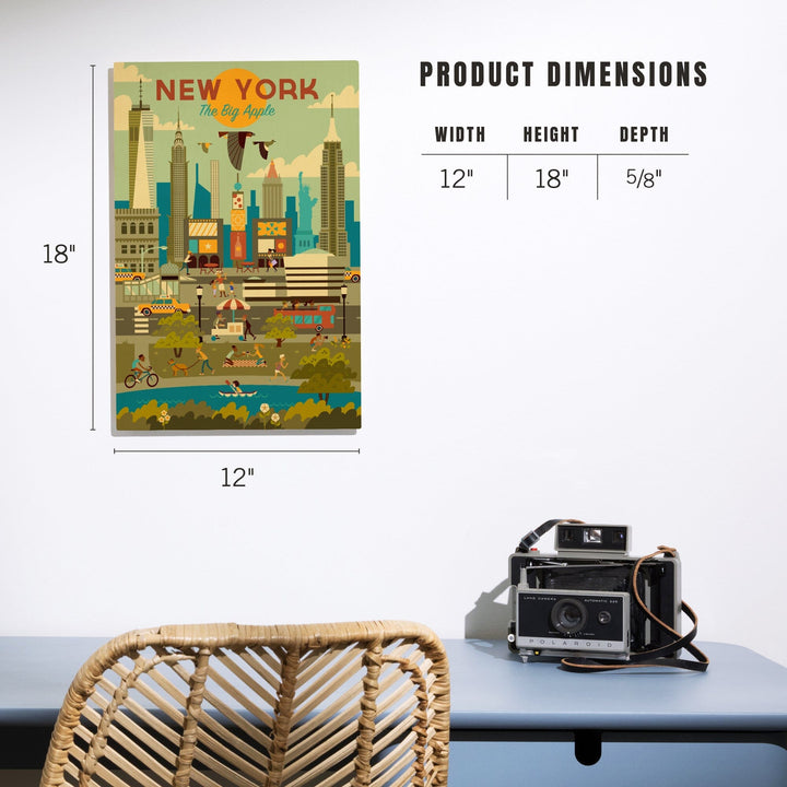 New York City, Geometric City Series, Lantern Press Artwork, Wood Signs and Postcards Wood Lantern Press 