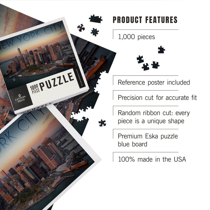 New York City, New York, Aerial Skyline, Jigsaw Puzzle Puzzle Lantern Press 