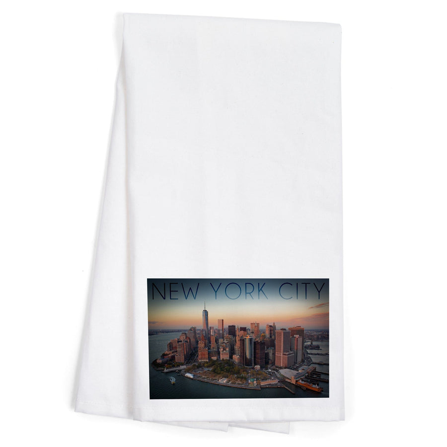 New York City, New York, Aerial Skyline, Organic Cotton Kitchen Tea Towels Kitchen Lantern Press 
