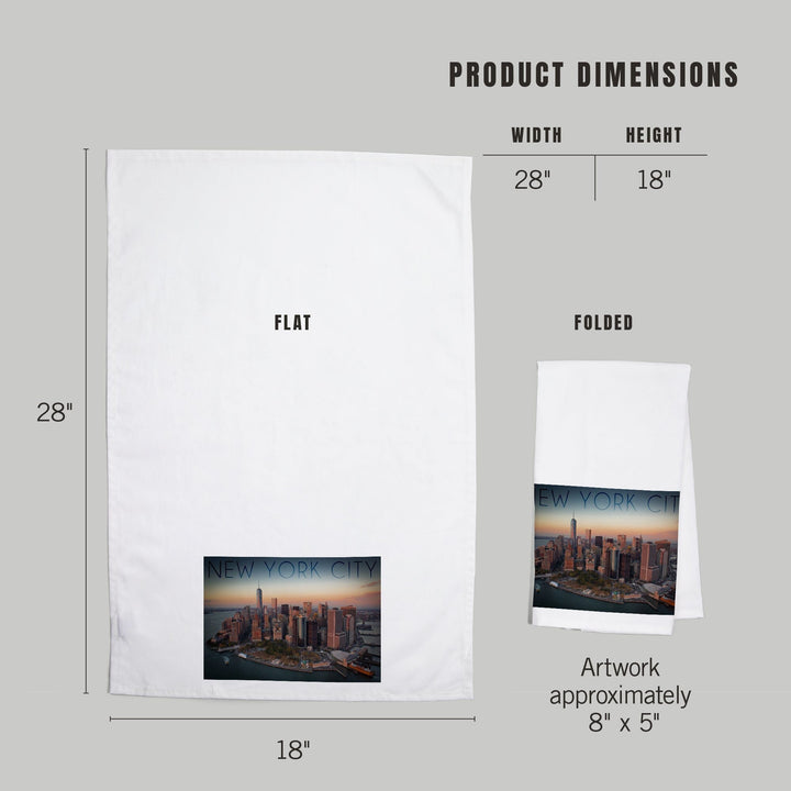 New York City, New York, Aerial Skyline, Organic Cotton Kitchen Tea Towels Kitchen Lantern Press 